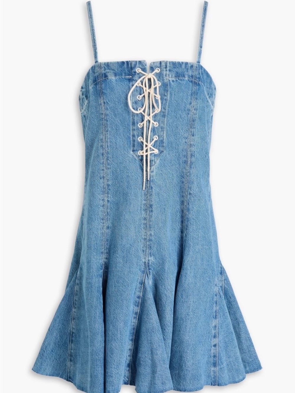 Re/Done Light Blue Denim Lace-Up Dress